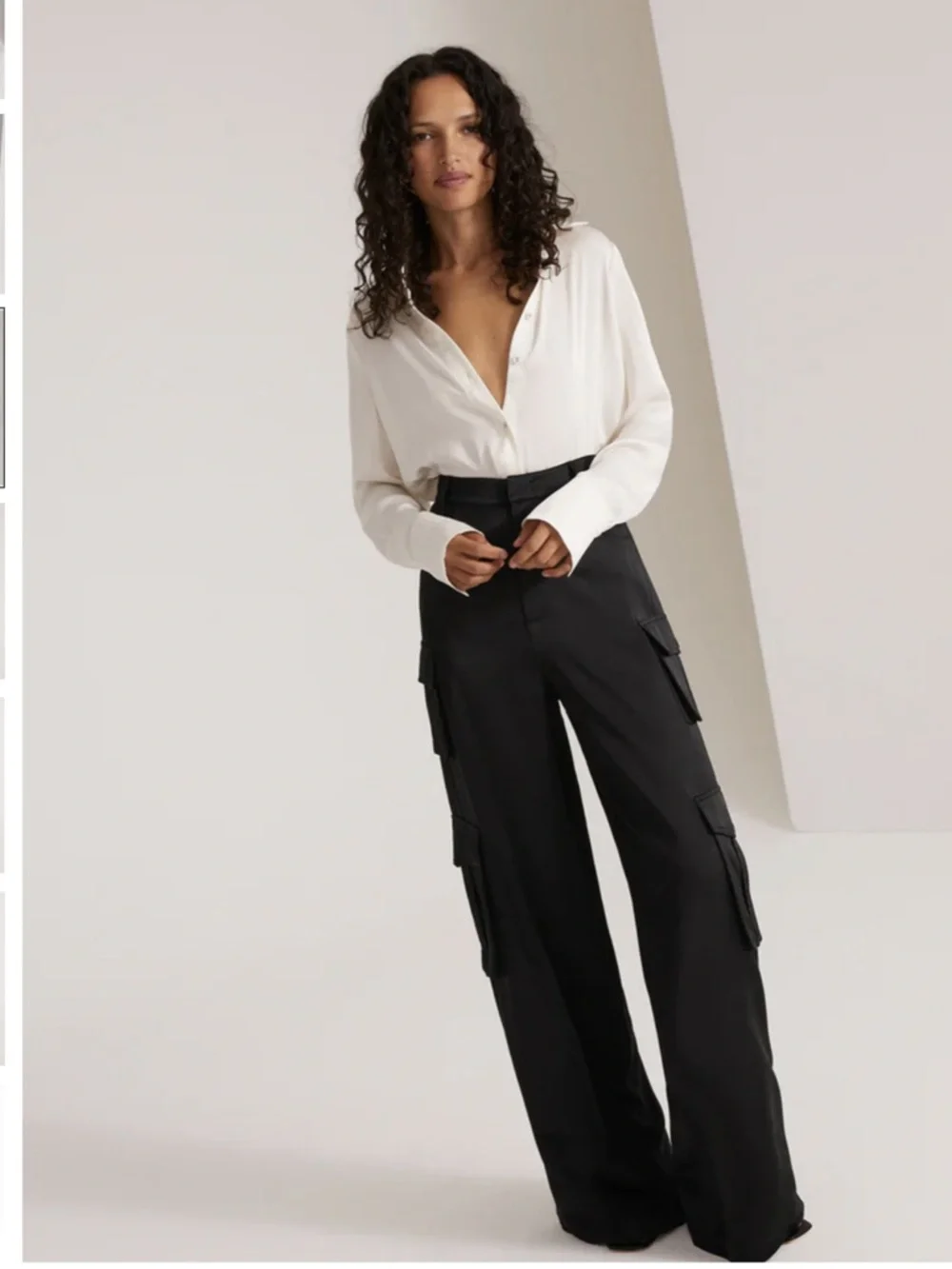 Favorite Daughter Satin Cargo Pants Black Size 2 - Picture 3 of 14